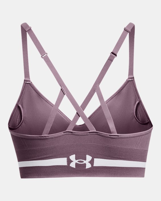 Women's UA Seamless Low Long Sports Bra, Purple, pdpMainDesktop image number 11